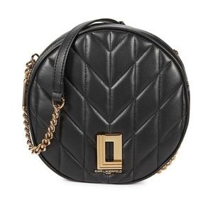 KARL LAGERFELD Paris Kosette Lafayette Quilted Leather Round Crossbody Bag Purse
